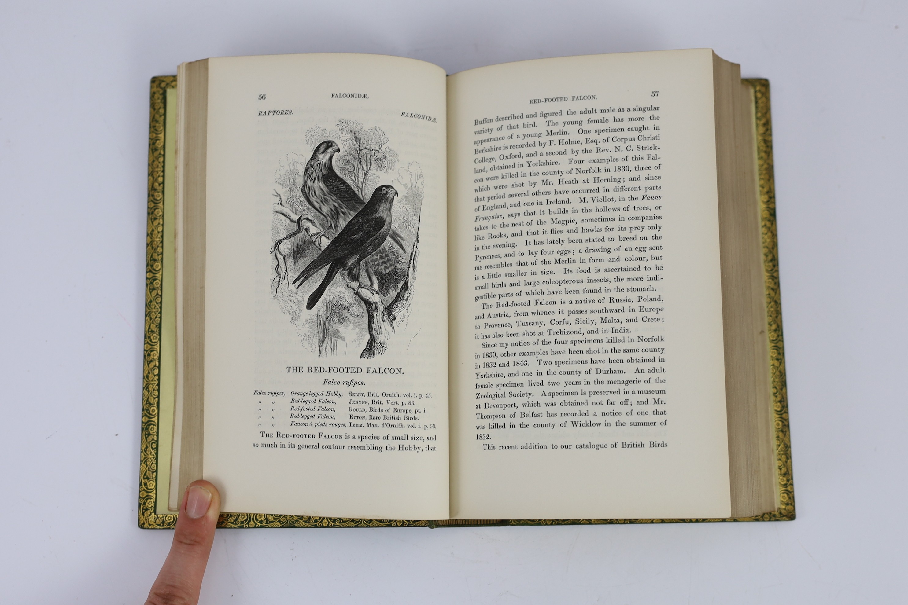 Yarrell, William - A History of British Birds, 3rd edition, with many additions, 3 vols. illus. throughout with wood-engravings; contemp. gilt extra decorated green morocco, panelled spines, ge. & gilt turn-ins, 1856
